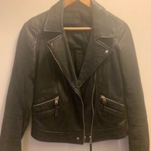 Zara Black Faux Leather Moto Jacket Size S